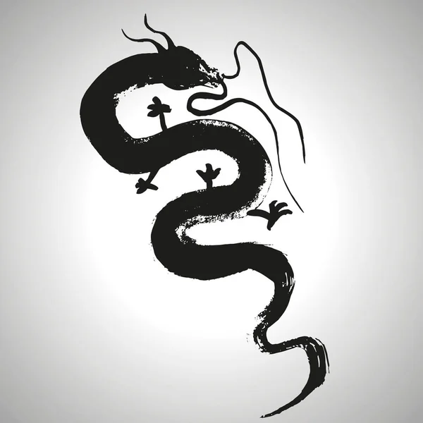 ドラゴンだ 2024ブラシストロークベクトルイラスト インクアート 龍水墨画中国年 — ストックベクタ