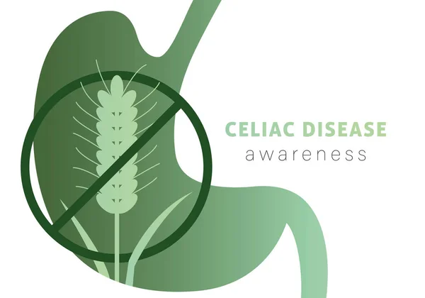 Celiac Disease Awareness Maand Immuunreactie Gluten Glutenvrije Dag — Stockvector