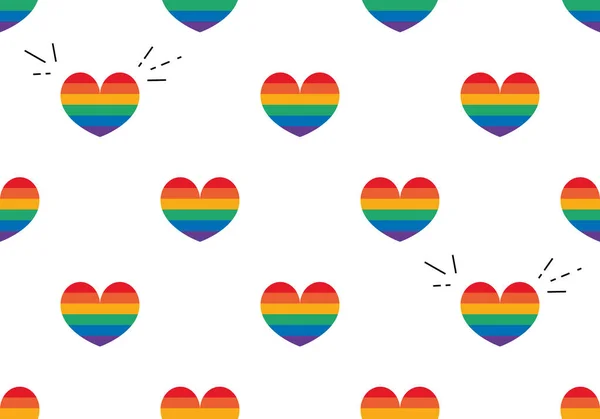 Gay Lgbt Bezešvý Vzor Duhovými Srdci Lgbt Duhová Vlajka Srdce — Stockový vektor