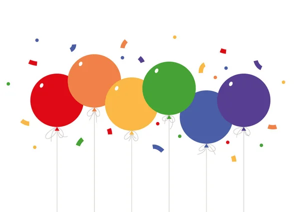 Καλή Ιδέα Μήνα Υπερηφάνειας Μπαλόνια Ουράνιο Τόξο Και Κομφετί Δικαιώματα — Διανυσματικό Αρχείο