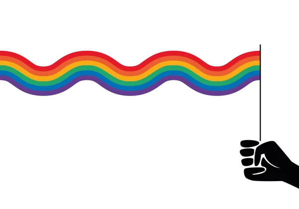 Lgbtの旗を手に ベクトルイラスト Lgbtのシンボル サイン プライドデザイン — ストックベクタ