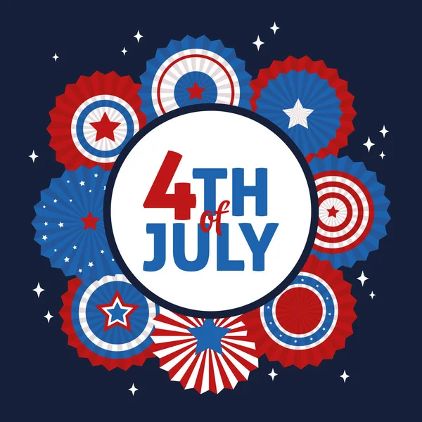 Julho Dia Independência Americana Decorações Papel Vermelho Azul Branco Feliz —  Vetores de Stock