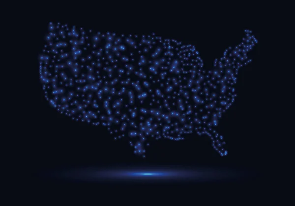 要約通信ネットワークマップ アメリカ地図の背景 米国のライト — ストックベクタ