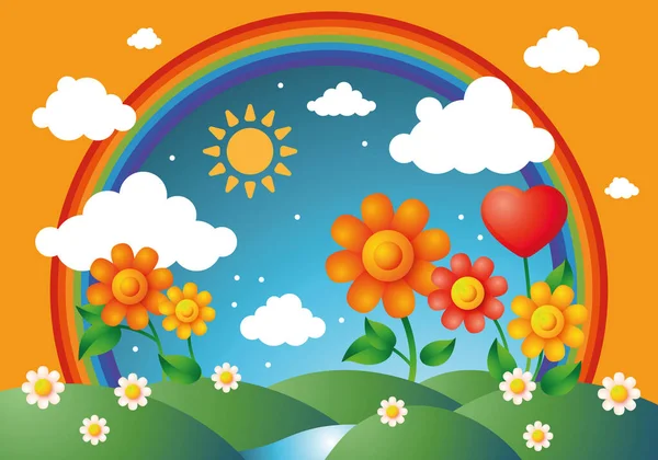 国际儿童节的彩虹和彩虹 儿童的积极背景 — 图库矢量图片
