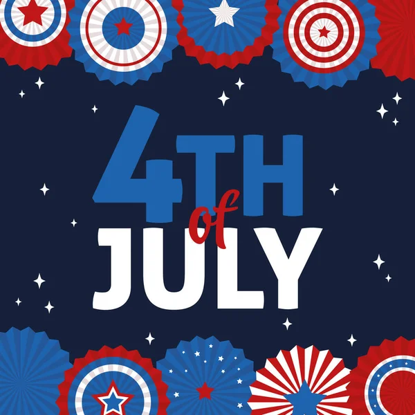 Julho Dia Independência Americana Decorações Papel Vermelho Azul Branco Feliz —  Vetores de Stock