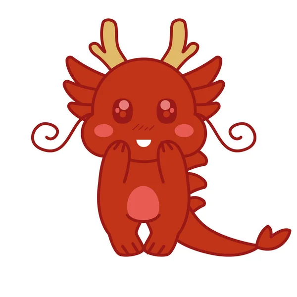 Dragon Symbol 2024 Cute Chinese Dragon Horoscope Sign Cartoon Illustration — Stock Vector
