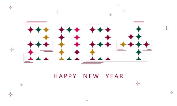 Feliz Año Nuevo 2024 Ilustración Vectorial Diseño Colorido Estilo Moda — Vector de stock