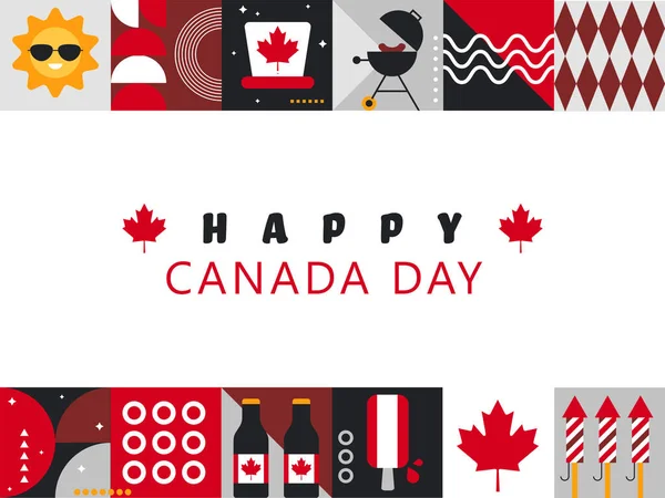 Canada Giorno Sfondo Con Foglie Acero Luglio Disegno Festa Nazionale — Vettoriale Stock