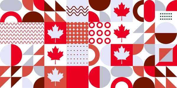 メープルの葉を持つカナダの日の背景 カナダのビクトリア デーのお祝いの背景 7月1日の祝日のデザイン カナダ日のお祝い — ストックベクタ