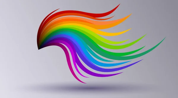 Färgglada Flygeln Vackra Magiska Regnbåge Färgglada Glittriga Lysande Vinge Pride — Stock vektor