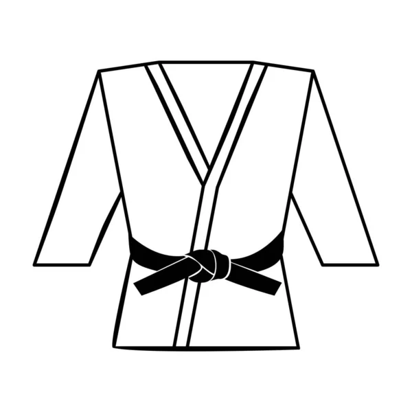 Cinturón Negro Karate Con Uniforme Blanco Uniforme Karate Judo Con — Vector de stock