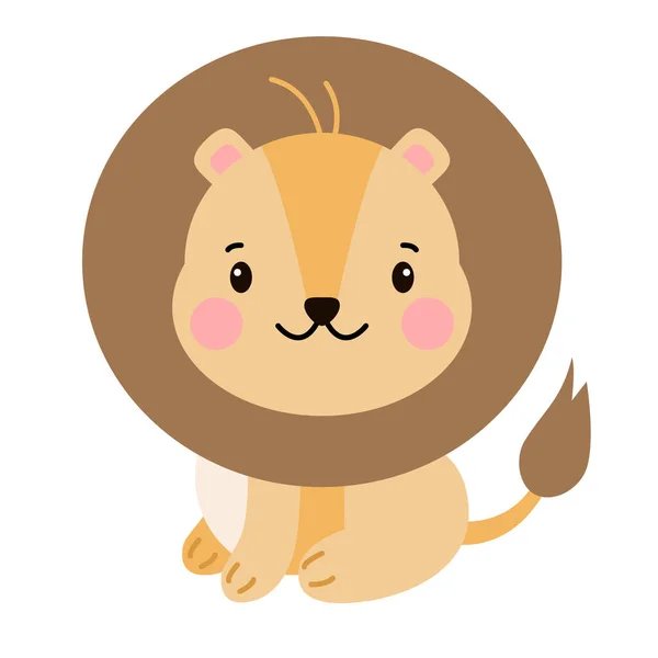 Mignon Lion Illustration Vectorielle Animale Sauvage — Image vectorielle