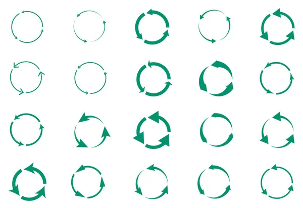 回收向量图标生物重用包标签模板 绿色生态循环箭头在绿色圆圈中 绿色圆形箭头 重复使用生物回收标志 可循环利用 可循环利用的无塑料包装图标模板 — 图库矢量图片
