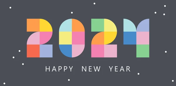 Feliz Año Nuevo 2024 Ilustración Vectorial Diseño Colorido Estilo Moda — Vector de stock