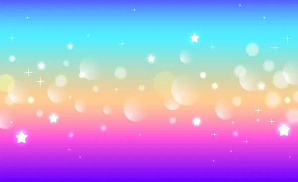レインボーユニコーンの背景 パステルグリッターピンクファンタジー銀河 マジック マーメイド スカイとボケ 星と輝きのあるホログラフィックの抽象空間 ベクター — ストックベクタ
