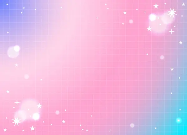 レインボーユニコーンの背景 星とパステルピンクの色の空 ボケでホログラフィックファンタジープリント プリンセスガールデザインのためのベクトル壁紙 — ストックベクタ
