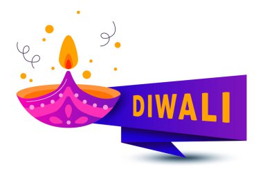 Diwali Işık Festivali. Mutlu Diwali geçmişi. Vektör çizimi. Mumla kutlayalım. Hint bayramı tebrik kartı. Kağıt işareti