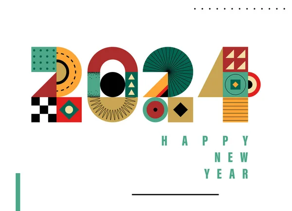 Happy New Year 2024 Vector Illustration Colorful Design Trendy Style — Stock Vector