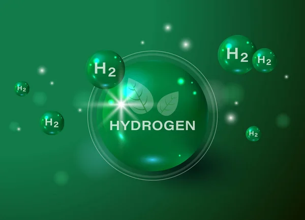Molekülwasserstoffgaspumpe Schwimmende Runde Elemente Und Moleküle Mit Text Und Wasserstoff — Stockvektor