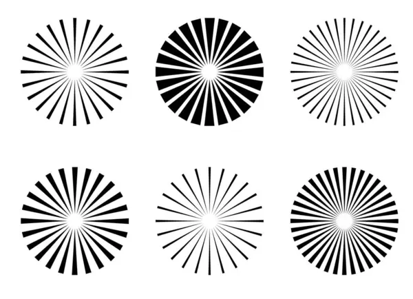 Güneş patlaması elementinin radyal çizgili arka plan seti. Güneş patlaması ikon koleksiyonu. Retro güneş patlaması tasarımı. Güneş patlaması. Radyal çizgili arka plan. Güneş ikonu koleksiyonu. Retro güneş patlaması tasarımı. Vektör
