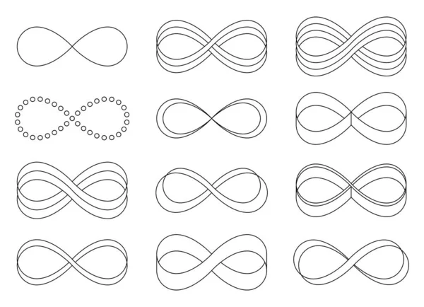 Vector Infinity Icons Symbol Unlimited Mathematics Space Set Collection Different — Stock Vector