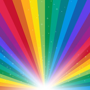 Renkli gökkuşağı tasarım vektör çizimi. Parlak renk tasarımı arka planı. Gökkuşağı sanatı. Renkli gökkuşağı vektör alanı. Renkli çizgileri olan parlak tasarım