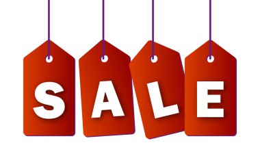 Hanging sales tags. Sale Banner. Promotional marketing banner, poster clipart