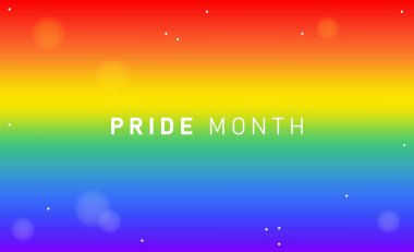 Haziran ayında LGBT Gurur Ayı. Lezbiyen Gey Biseksüel Transseksüel. Yıllık kutlama. LGBT bayrağı. Gökkuşağı aşk konsepti. İnsan hakları ve hoşgörü. Poster, kart, afiş ve geçmiş. Vektör ilüstrasyonu