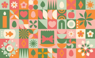 Çimenler ve çiçekler. Nowruz. Kazak yeni yılı, Nauryz, baharın dönüşü ve yeni yılın başlangıcı. Holiday Nowruz, Happy Nowruz, vektör çizimi