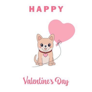 Komik portakal rengi corgi ve kalp balonu çizimi. Havalı köpek eti çorbası. Çizgi film köpeği.