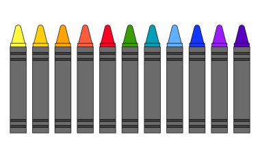 Pastel boya vektör çizimi. Renkli boya kalemleri seti