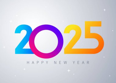 Mutlu yıllar 2025 vektör illüstrasyonu. Renkli tasarım, moda tarzı, 2025 takvimi