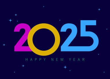 2025 mutlu yıllar partisi, takvim tasarımı. 2025 kutlaması. Tatil geçmişi. Vektör illüstrasyonu