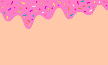 Pembe soyut arka plan. Dekorasyon pankartı, Lol 'un sürpriz bebek stili. Davet kartı şablonu. Renkli konfeti serpiştirme desenli duvar kağıdı arka planı. Renkli konfeti serpintisi