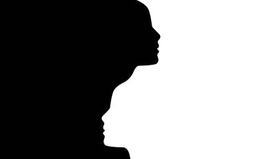 Psikoloji, bipolar bozukluk, duygu, ikilik, kararsızlık ve kişilik konsepti. Siyah beyaz takımlara karşı savaş ekranı. Dövüş geçmişi yarışması. Muhalefet karşıtlığı