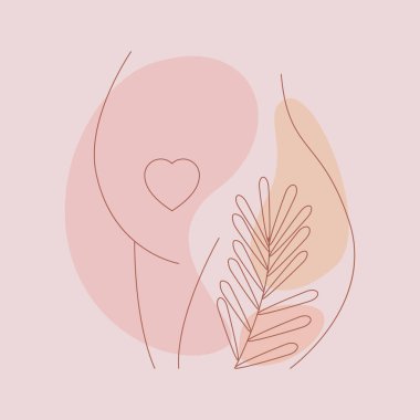 Hamile kadın ikonu, işaret, sembol. Annelik, Doğum, Hamilelik, Doğum. Doula yardım ediyor. Hamile bir kadının doğrusal silueti.