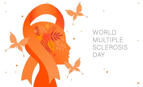 Векторная Иллюстрация Всемирного Дня Рассеянного Склероза Лента Голова Лечение Профилактика — стоковый вектор