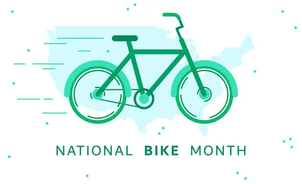 Mês Bicicleta Nacional Vetor Vetor Ícone Bicicleta Verde Silhueta Bicicleta Vetores De Stock Royalty-Free