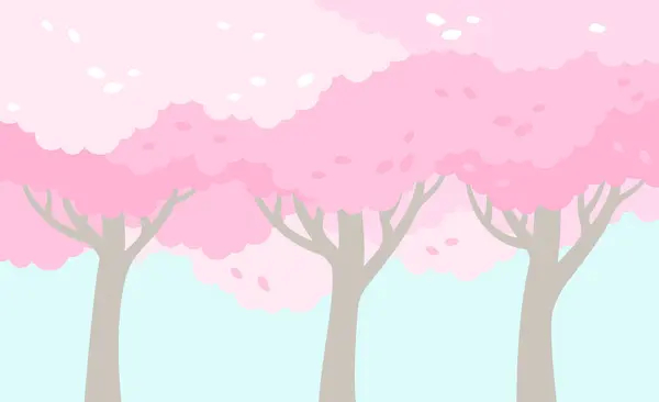 Розовые Цветы Сакура Цветы Пейзаж Векторная Иллюстрация Цветения Вишни Стоковый вектор