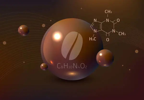 Chemische Formel Von Koffein Koffein Kaffee Molekül Von Koffein Modell Stockillustration