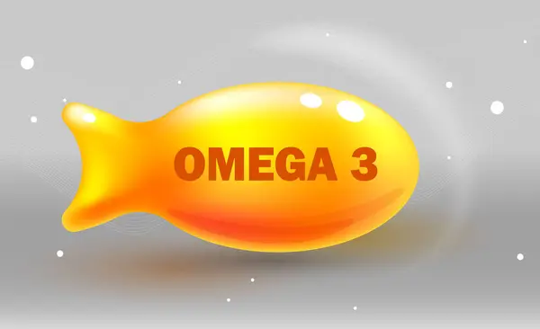 Segno Vitaminico Simbolo Olio Pesce Omega Illustrazione Vettoriale Omega Acidi Vettoriale Stock