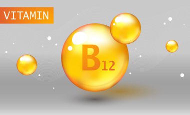 Beslenme işareti kavramı vektör. B12 vitamini gücü. Kimyasal formülü