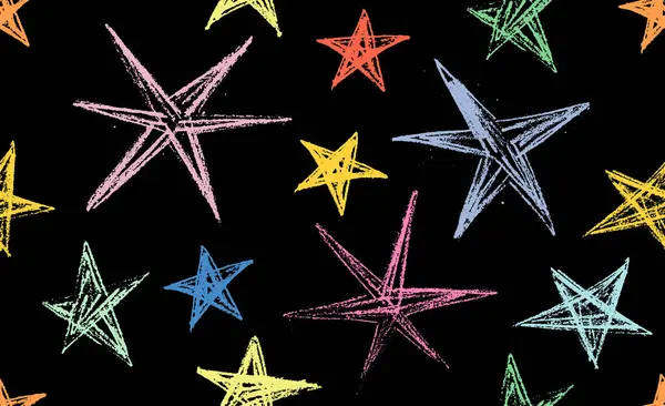 Handgezeichnetes Nahtloses Muster Mit Sternen Sternenhintergrunddesign lizenzfreie Stockillustrationen