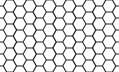 Bal peteğinin kusursuz dokusu. Siyah ve beyaz altıgen bal peteği dikişsiz desen