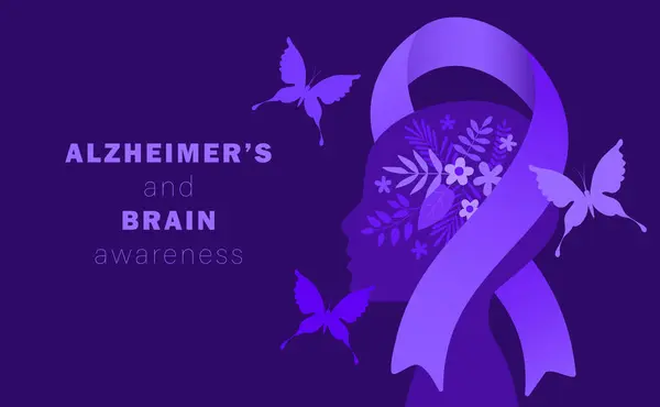 Alzheimer Brein Bewustzijn Maand Ontwerp Template Wereld Alzheimer Dag Vector Stockvector