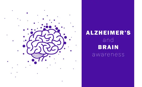 アルツハイマー病と脳の認知月のデザインテンプレート 世界のアルツハイマーの日のベクトルイラスト ストックイラスト