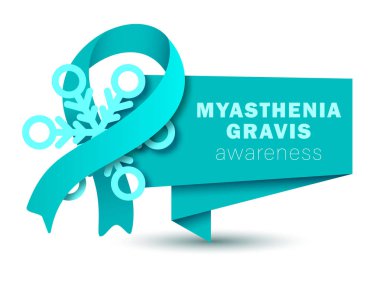 Myasthenia Gravis Farkındalık Ayı. Kar tanesi ve kağıt pankart