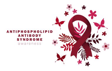 Antiphospholipid Antibody Syndrome Awareness Month. Ribbon and flower vector illustration clipart