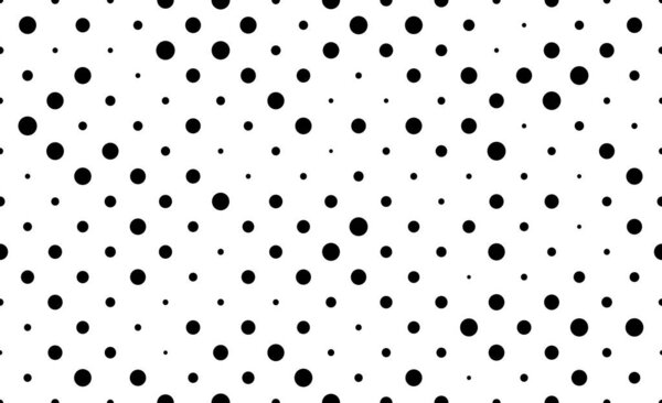 Seamless classic polka dot pattern. Black and white background with circles. Vector illustration