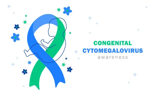 National Congenital Cytomegalovirus Awareness Month Ribbon Child Flower Royalty Free Stock Vectors